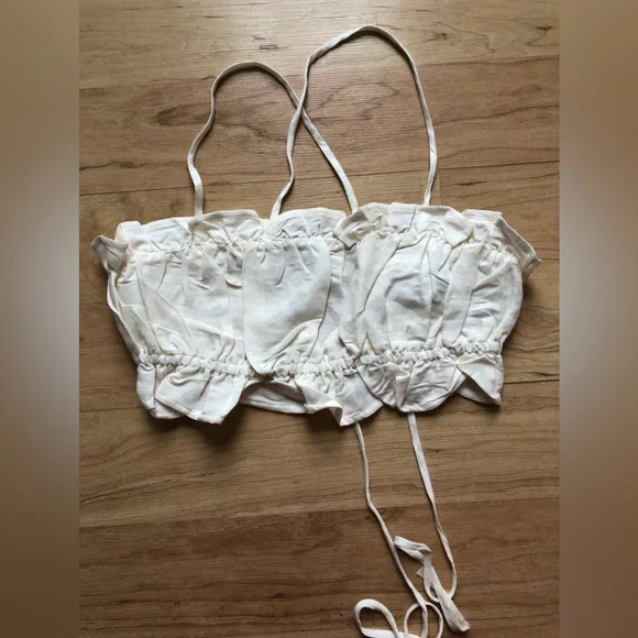 H&M Linen White Ruffled Top - Picture 2 of 5